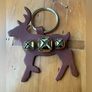 Leather door deer decor with jingle bells